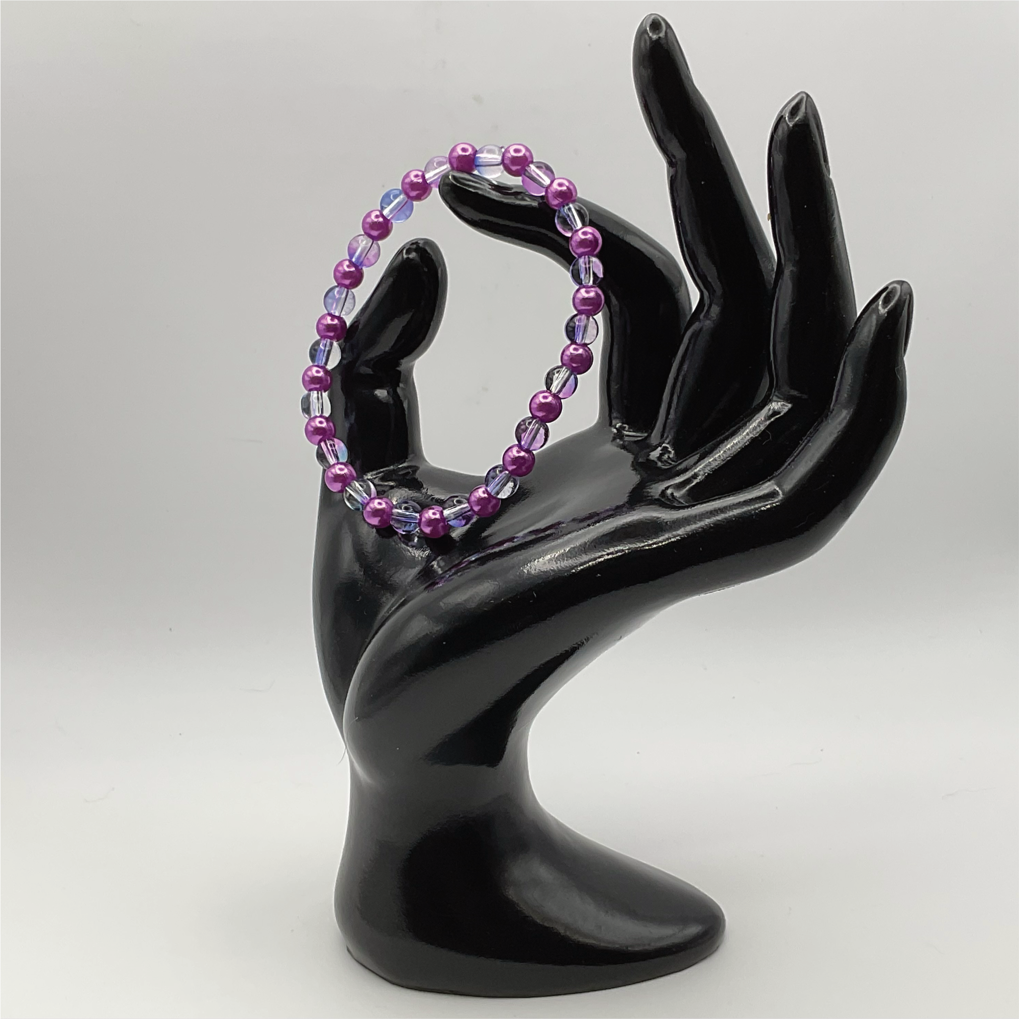 Purple and Clear Glass Bracelet