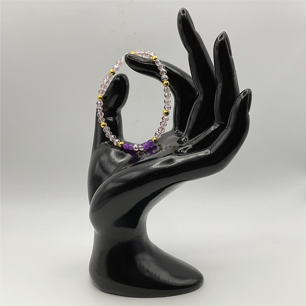 15.5 cm (6.1") Purple Pink Bracelet with Gold Spacers