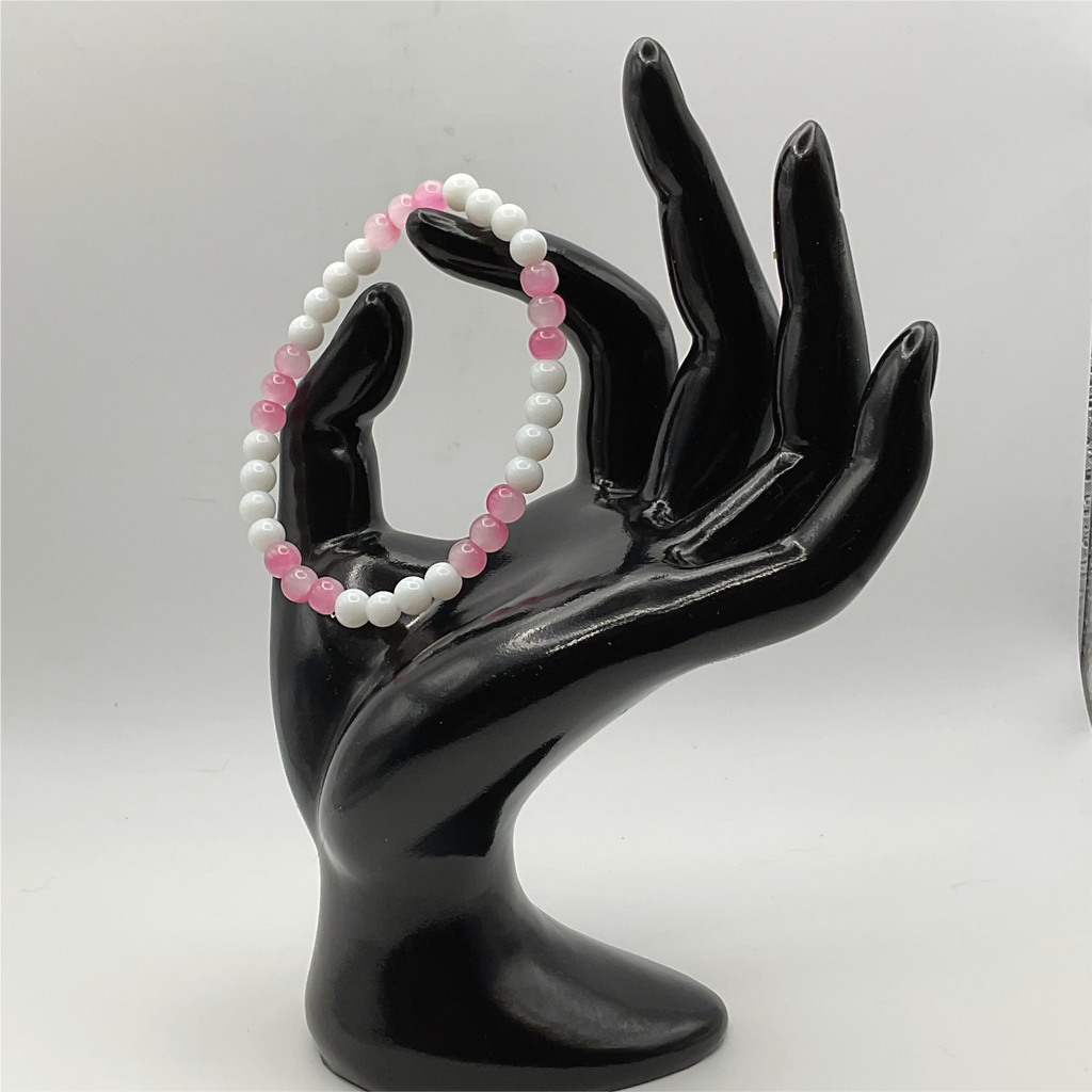 Pink White Glass Bracelet