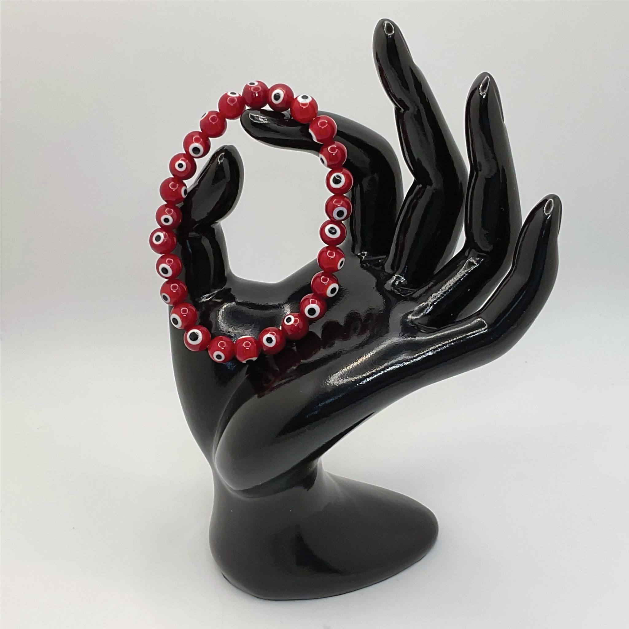 Red Sea Glass Evil Eye Bracelet