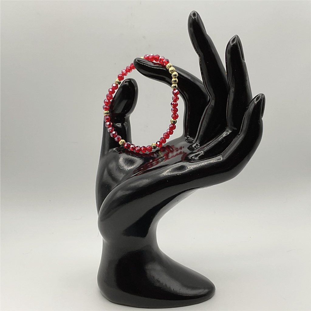14.5 cm (5.7") Red Bracelet with Gold Spacers