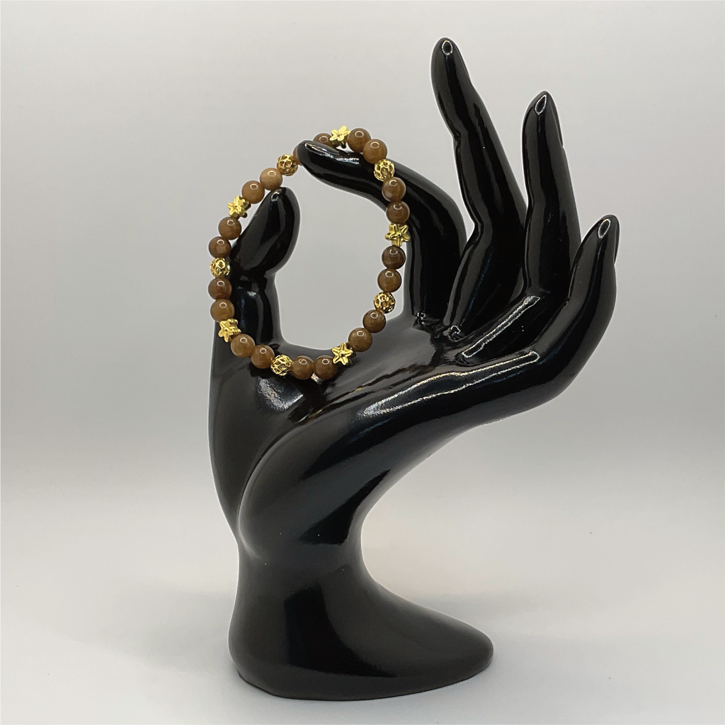 Brown Chalcedony Bracelet with Gold Star Spacers