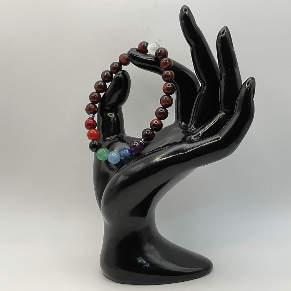 Tiger's Eye Chakra Colors Bracelet with Silver Spacers
