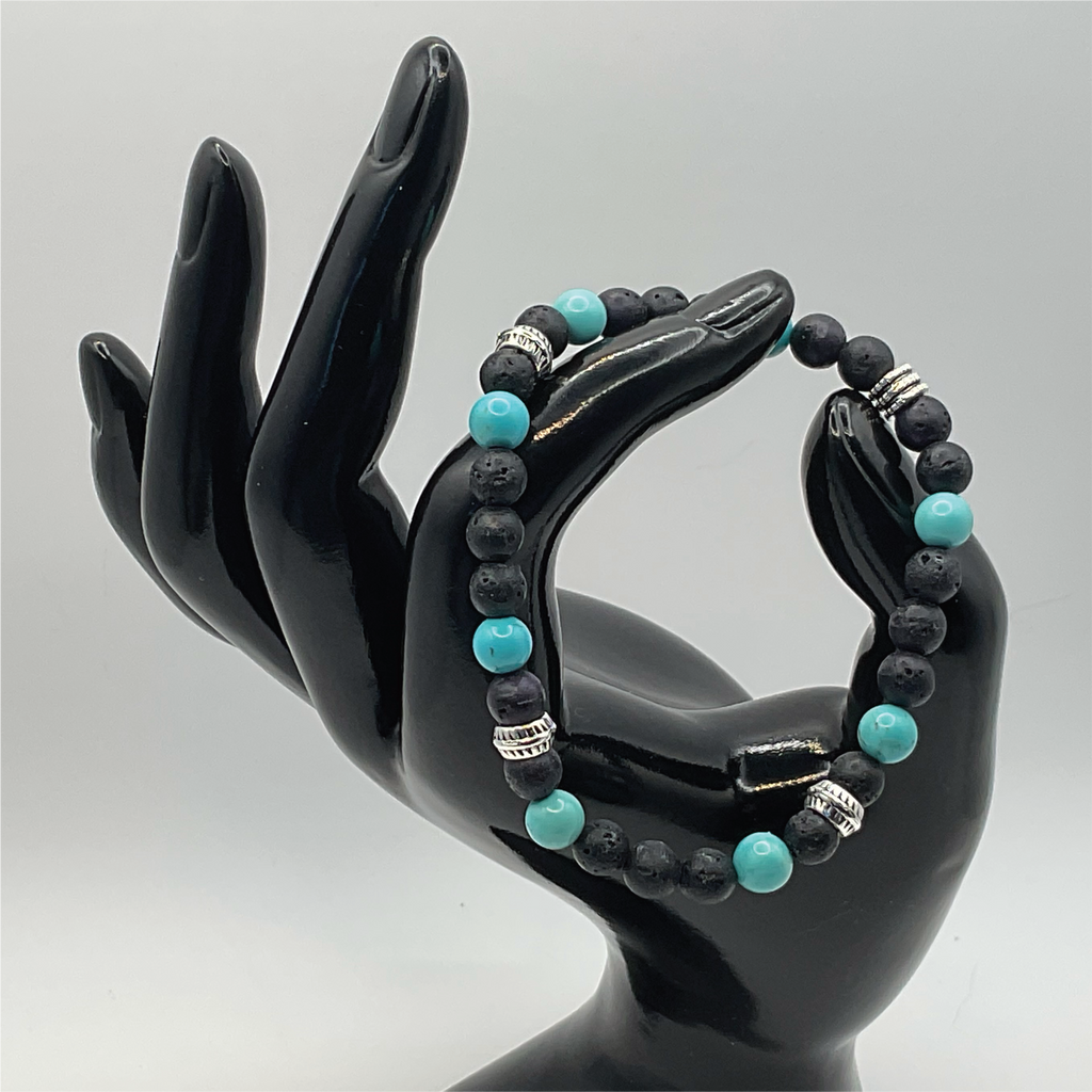 Tektite Blue Howlite Bracelet with Silver Spacers