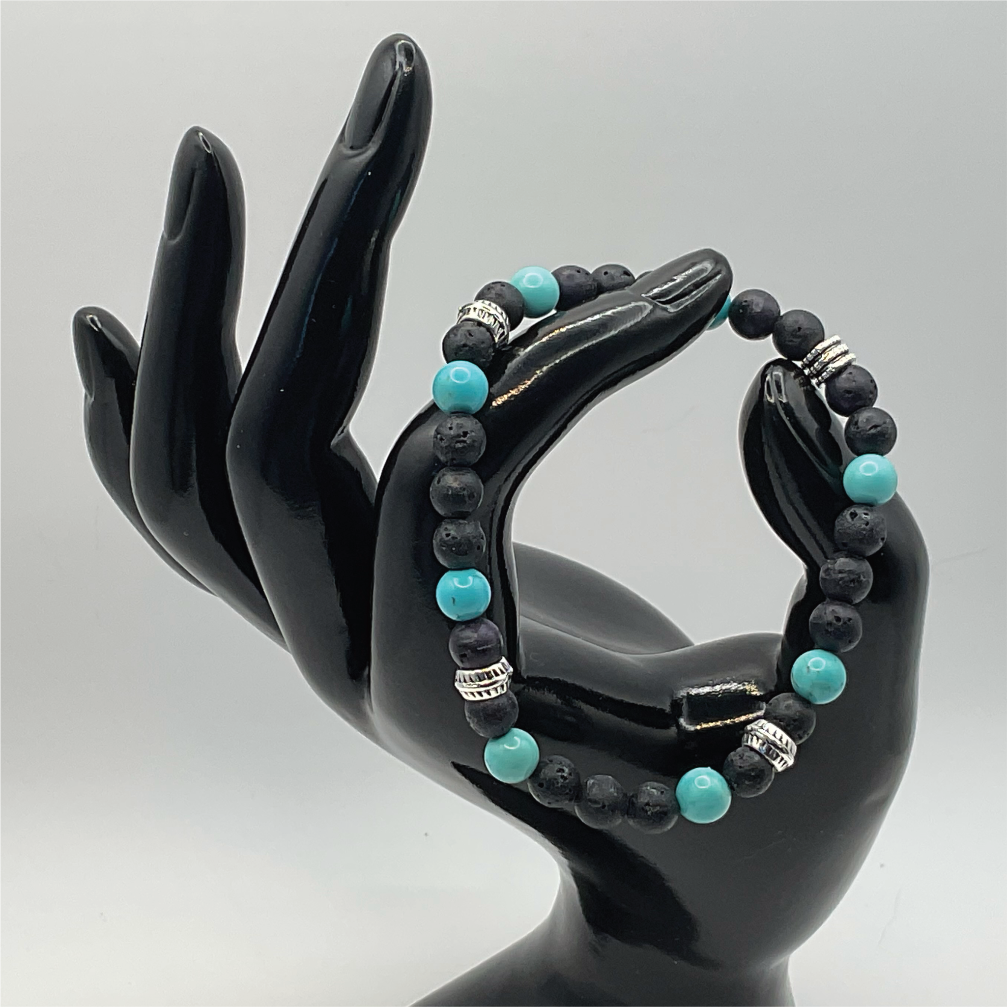 Tektite Blue Howlite Bracelet with Silver Spacers