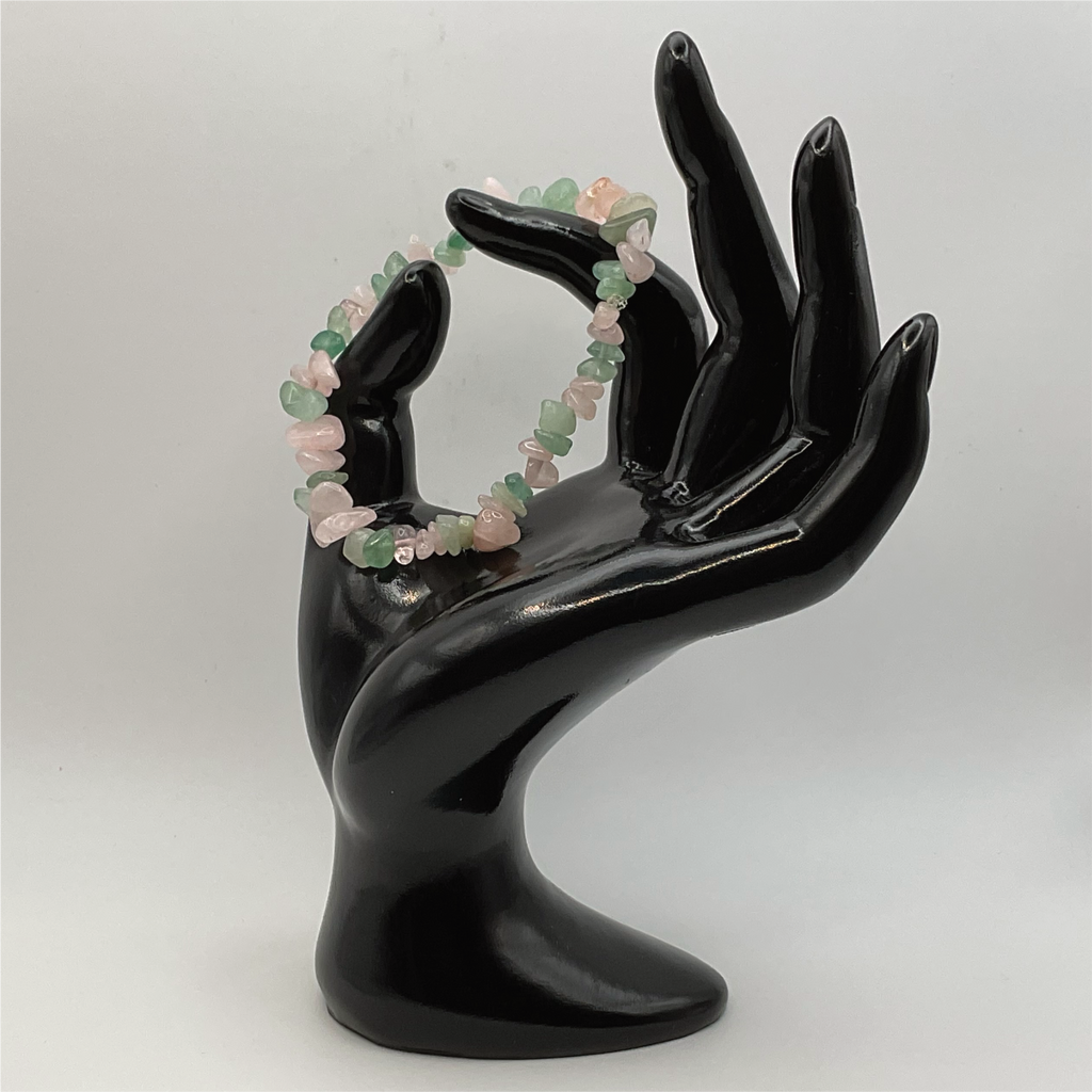 Chipped Rose Quartz Green Chalcedony Bracelet