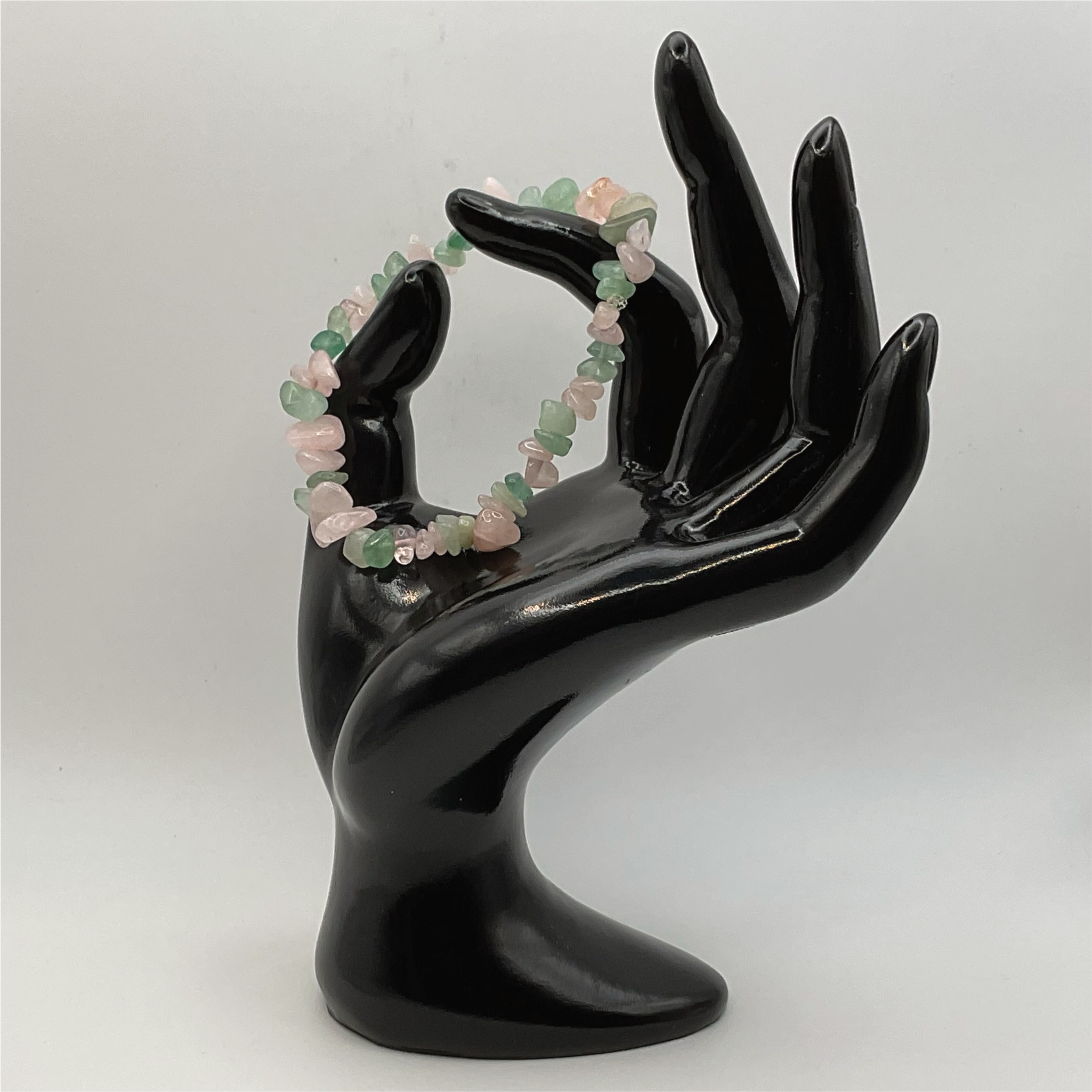 Chipped Rose Quartz Green Chalcedony Bracelet