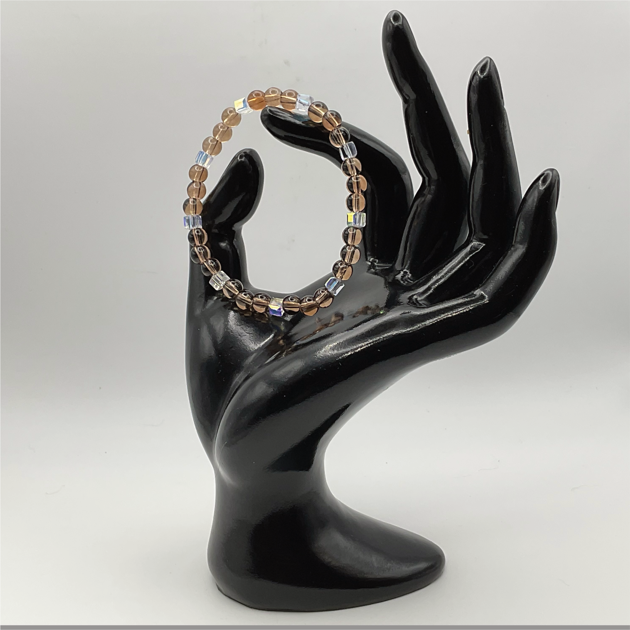 Champagne Glass Bracelet with Square Crystal Spacers