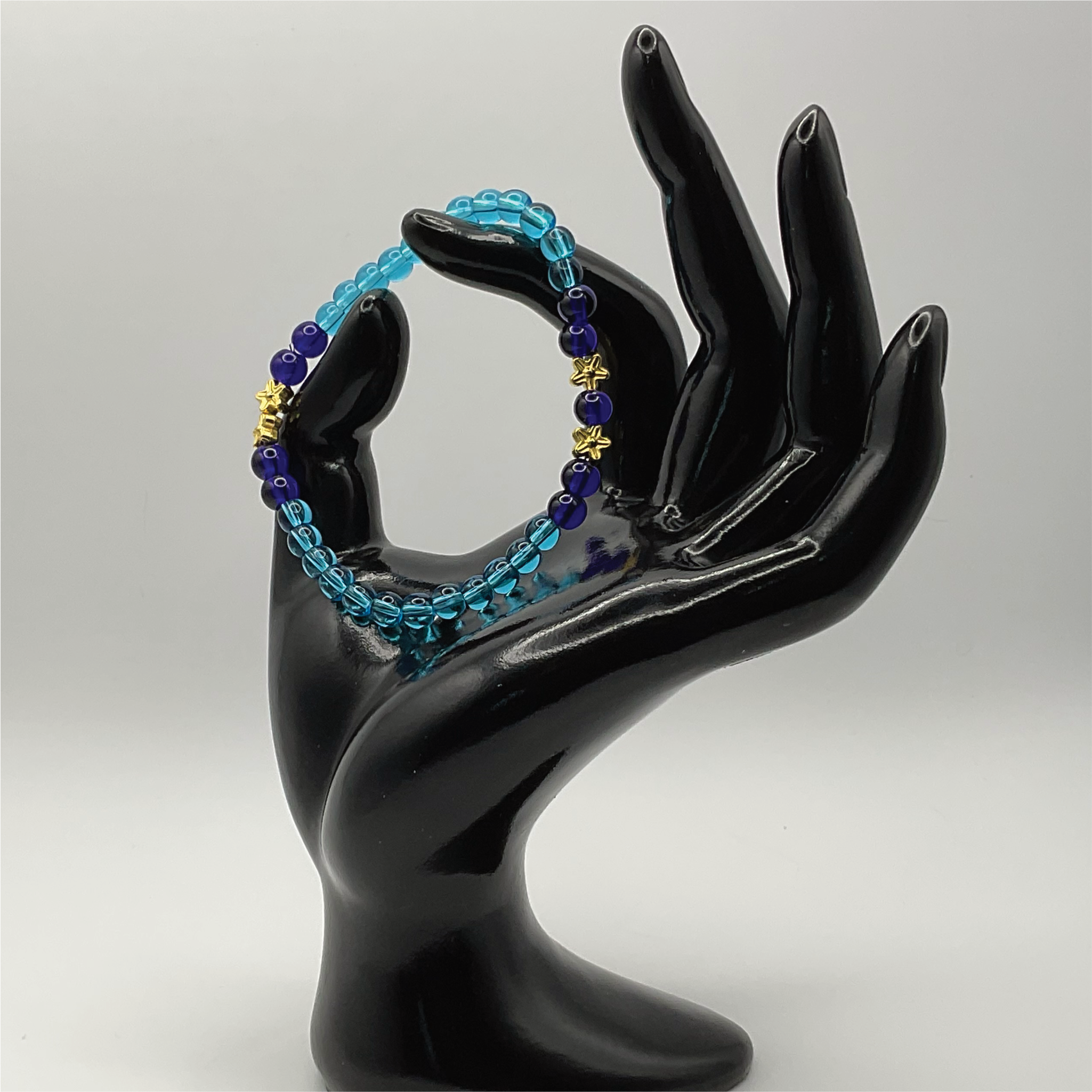 Amethyst Blue Sea Glass Bracelet with Gold Tone Spacers