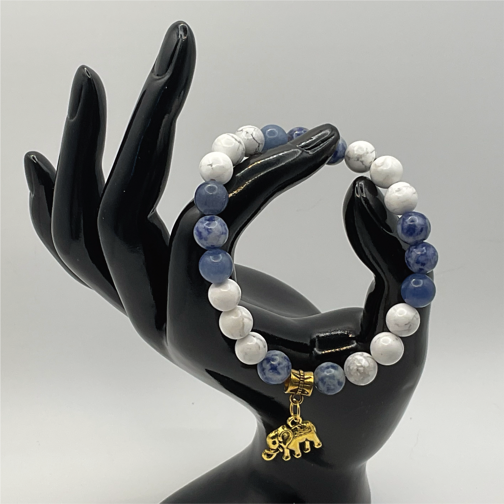 Sodalite Magnesite Elephant Charm Bracelet
