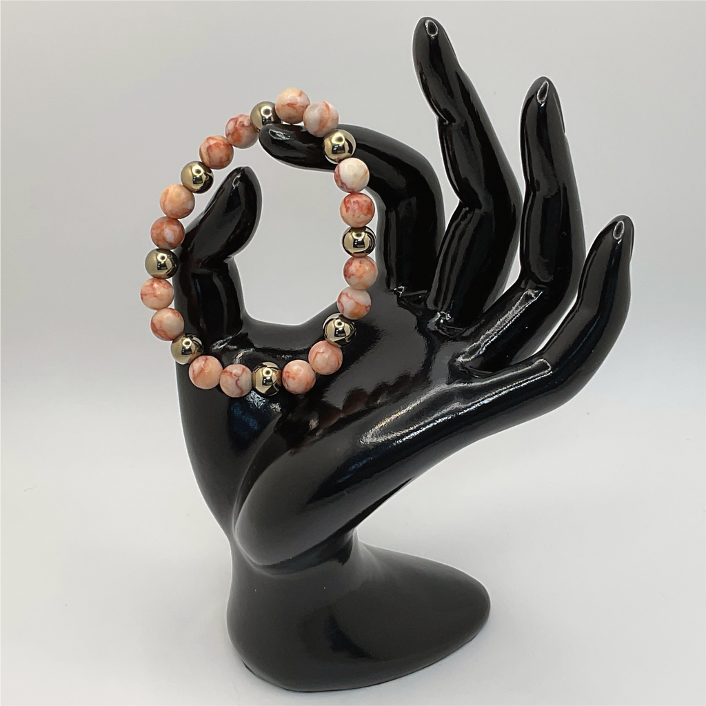 Hematite Brecciated Jasper Bracelet with Gold Spacers