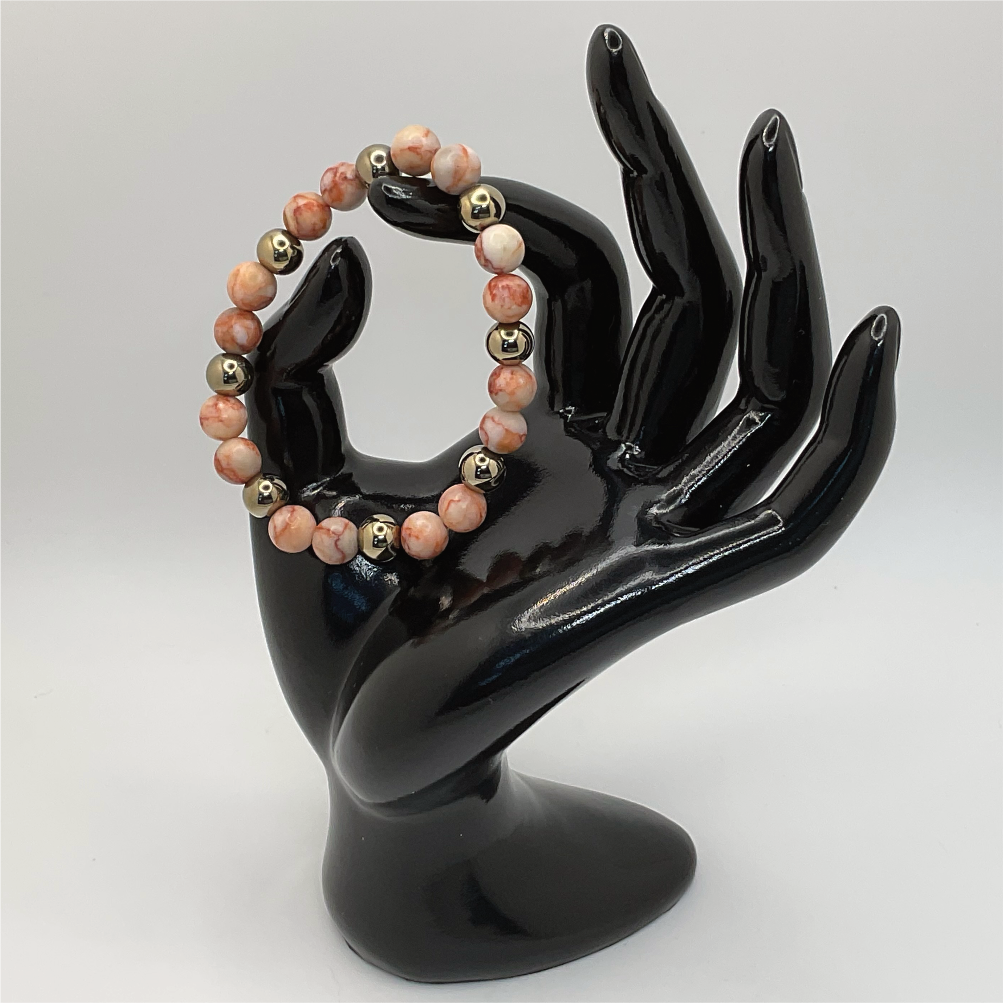 Hematite Brecciated Jasper Bracelet with Gold Spacers