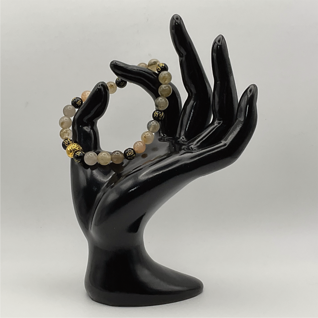 Phantom Quartz Pixiu Bracelet with Gold Spacer