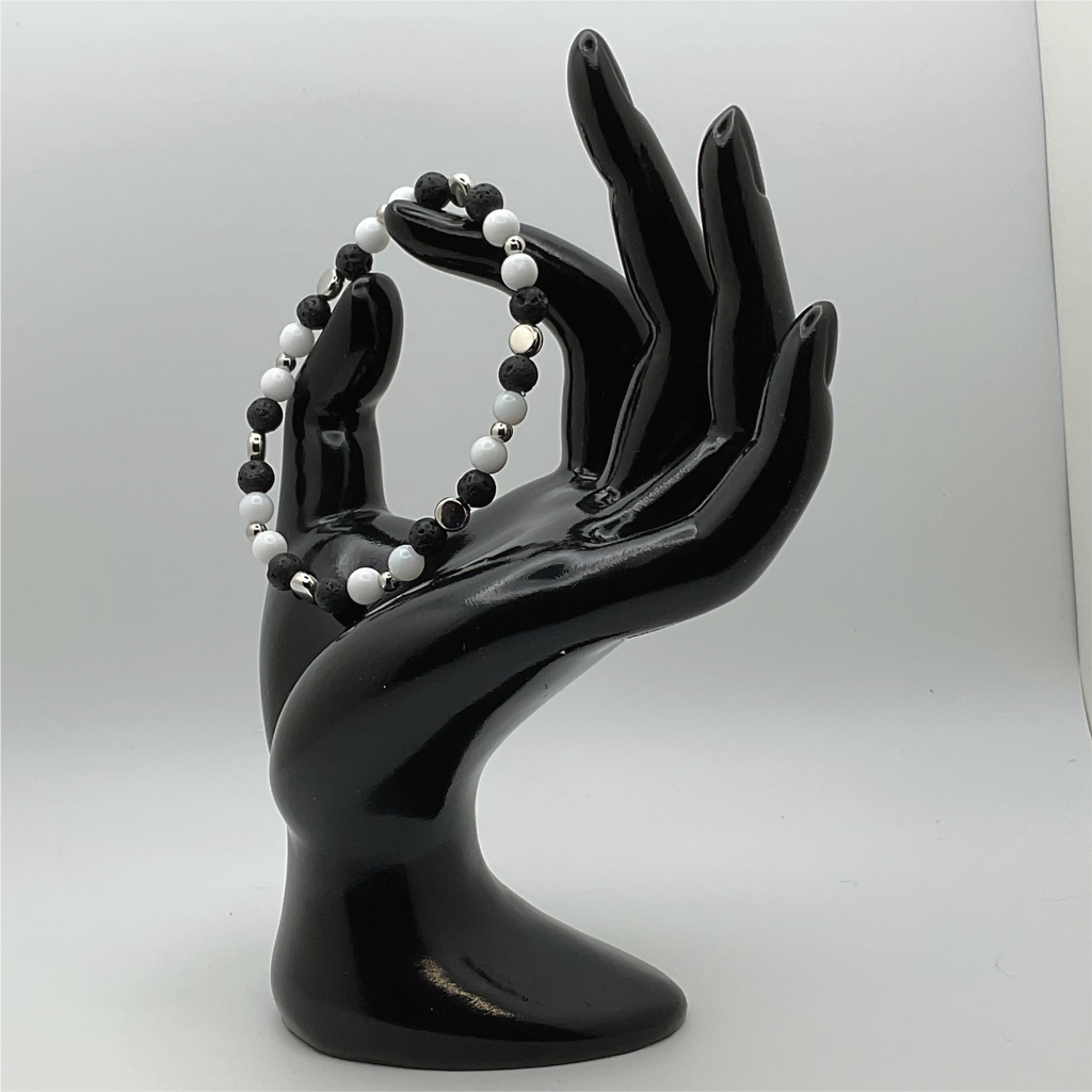 Pulsera de Magnesita Tektite con Separadores de Plata
