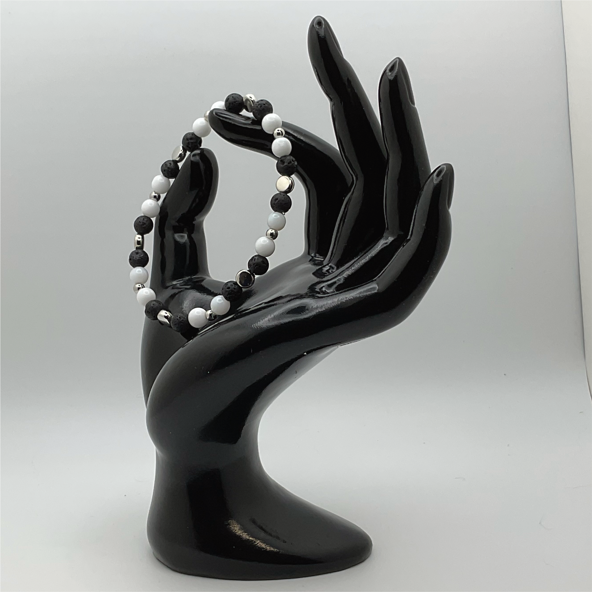 Pulsera de Magnesita Tektite con Separadores de Plata