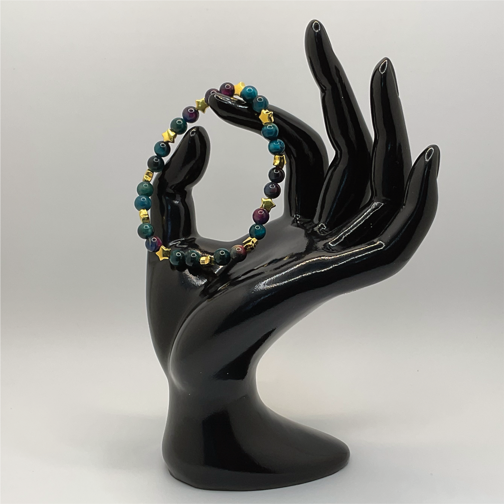 Blue Apatite Bracelet with Gold Star Spacers
