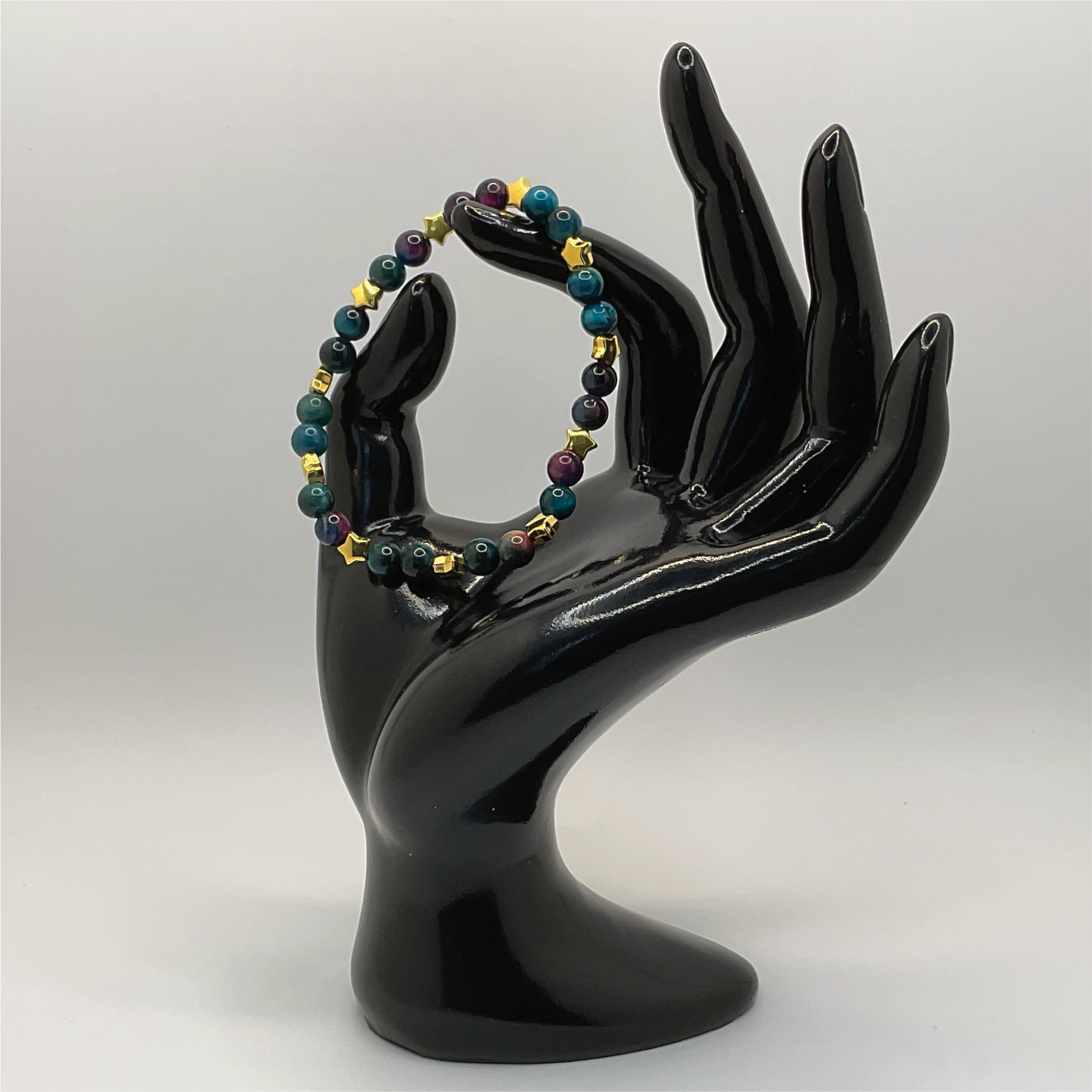 Blue Apatite Bracelet with Gold Star Spacers