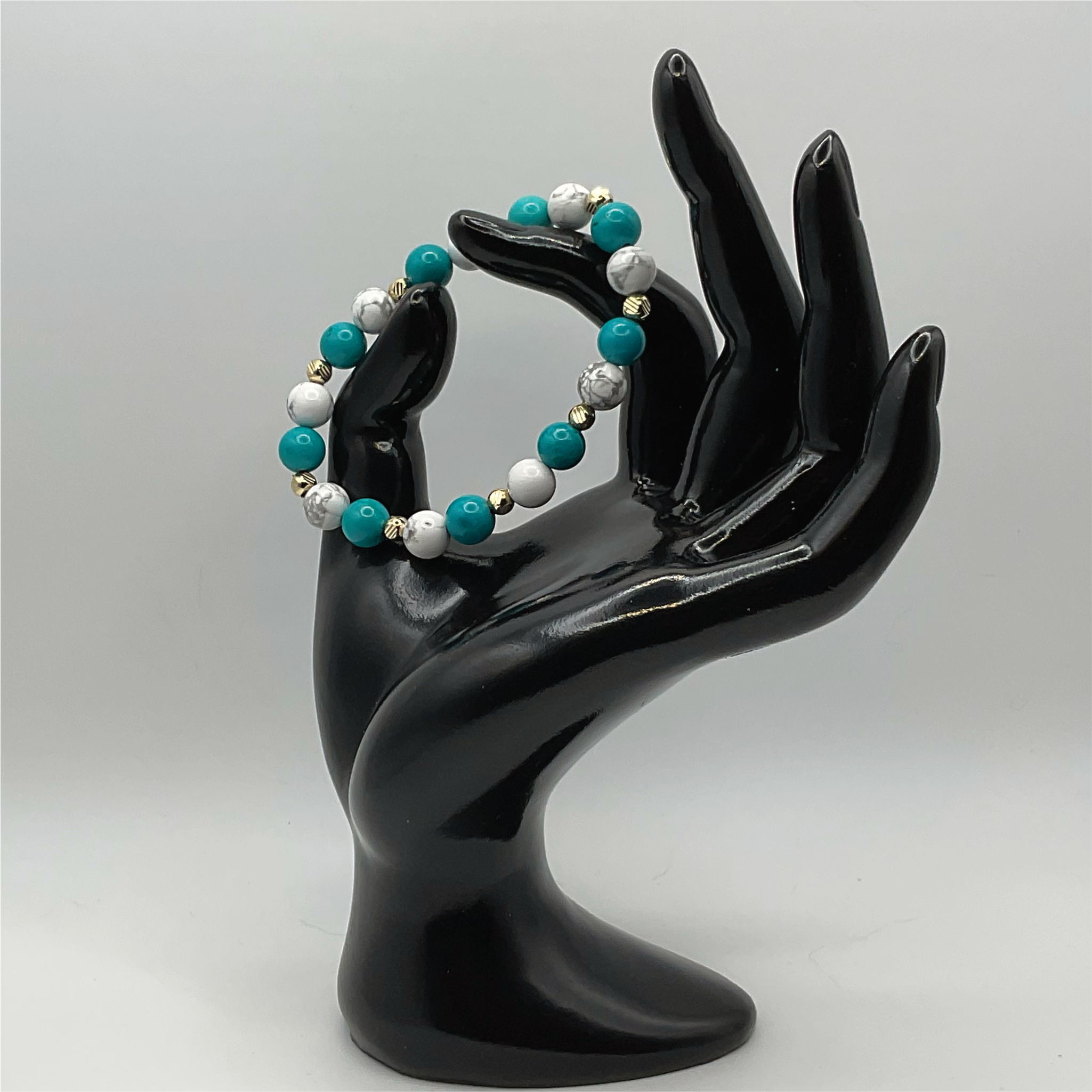 Magnesite Blue Howlite Bracelet with Gold Tone Spacers
