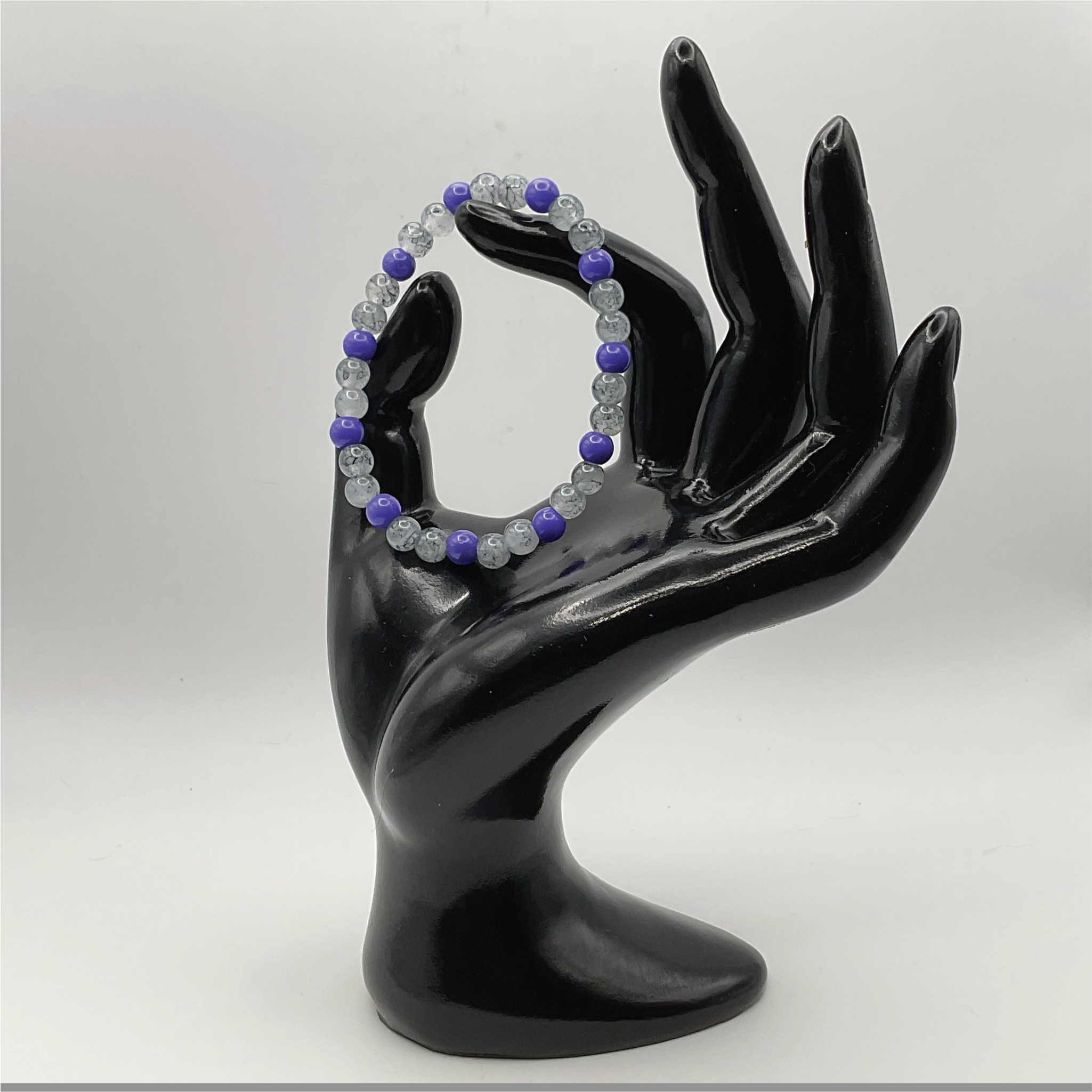 Gray Blue Glass Bracelet