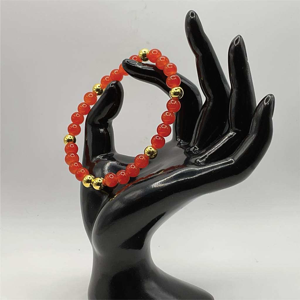 Orange Glass Bracelet with Gold Spacers