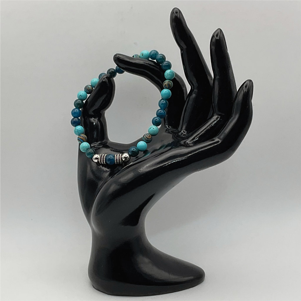 Blue Apatite Bracelet with Silver Spacers
