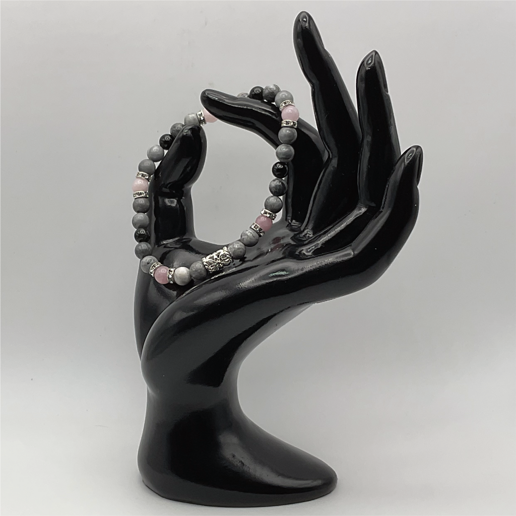 Pulsera de Cuarzo Rosa Magnesita con Espaciadores de Plata