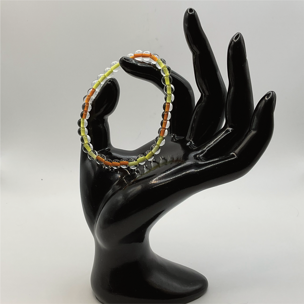 Clear Lined Yellow Orange Glass Bracelet