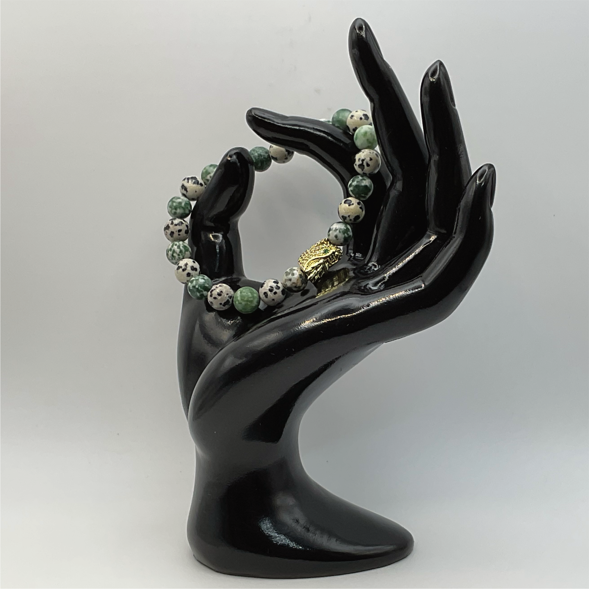Pulsera con dije de dragón y ágata arbórea