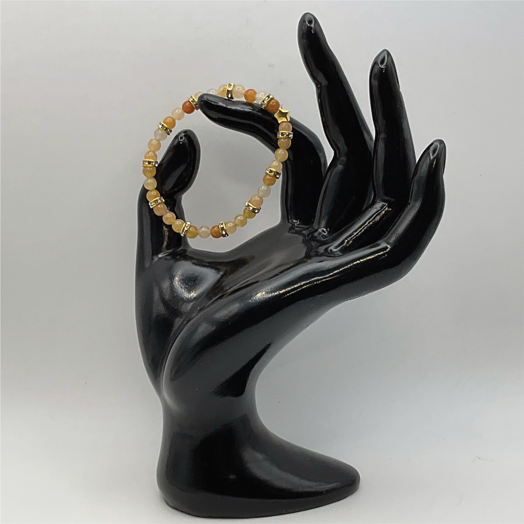 14 cm (5.5") Oriental Agate Bracelet with Crystal Spacers and Gold Star