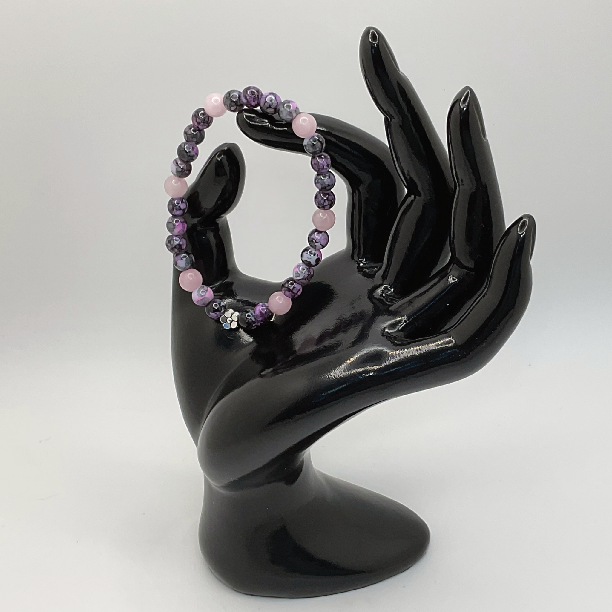 Amethyst Pink Quartz Bracelet with a Silver Spacer