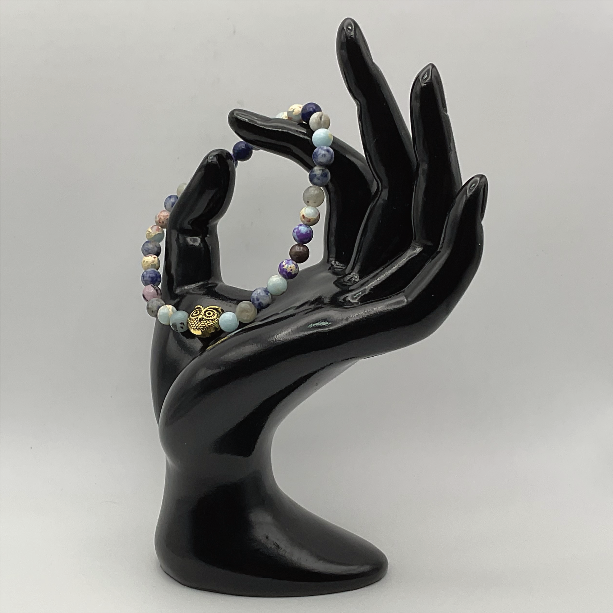 Sodalite Owl Charm Bracelet