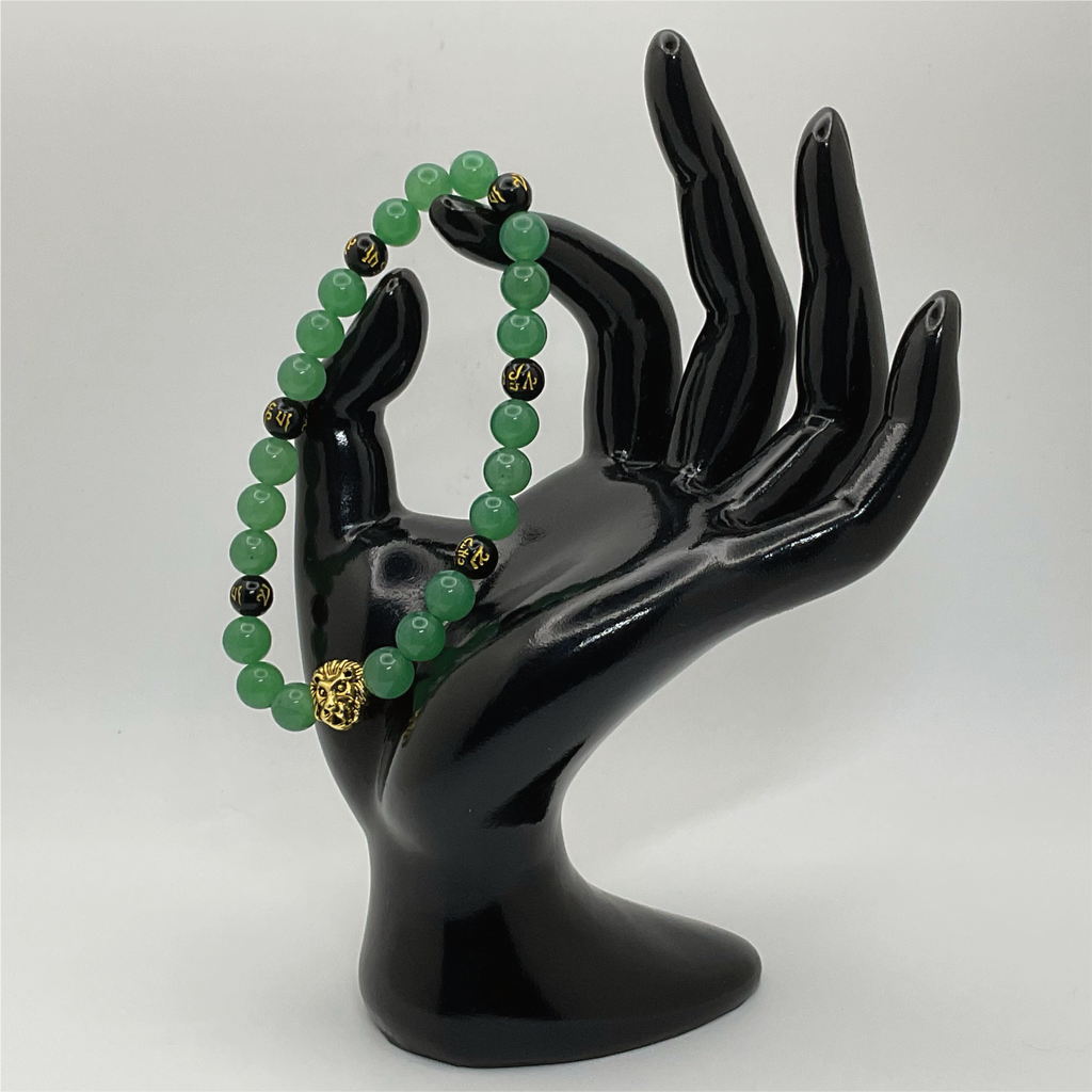Green Chalcedony Black Agate Pixiu Lion Bracelet
