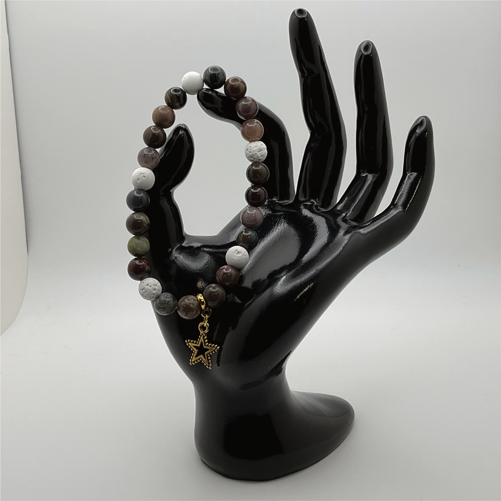 Pulsera con abalorio de estrella de magnesita mokaíta