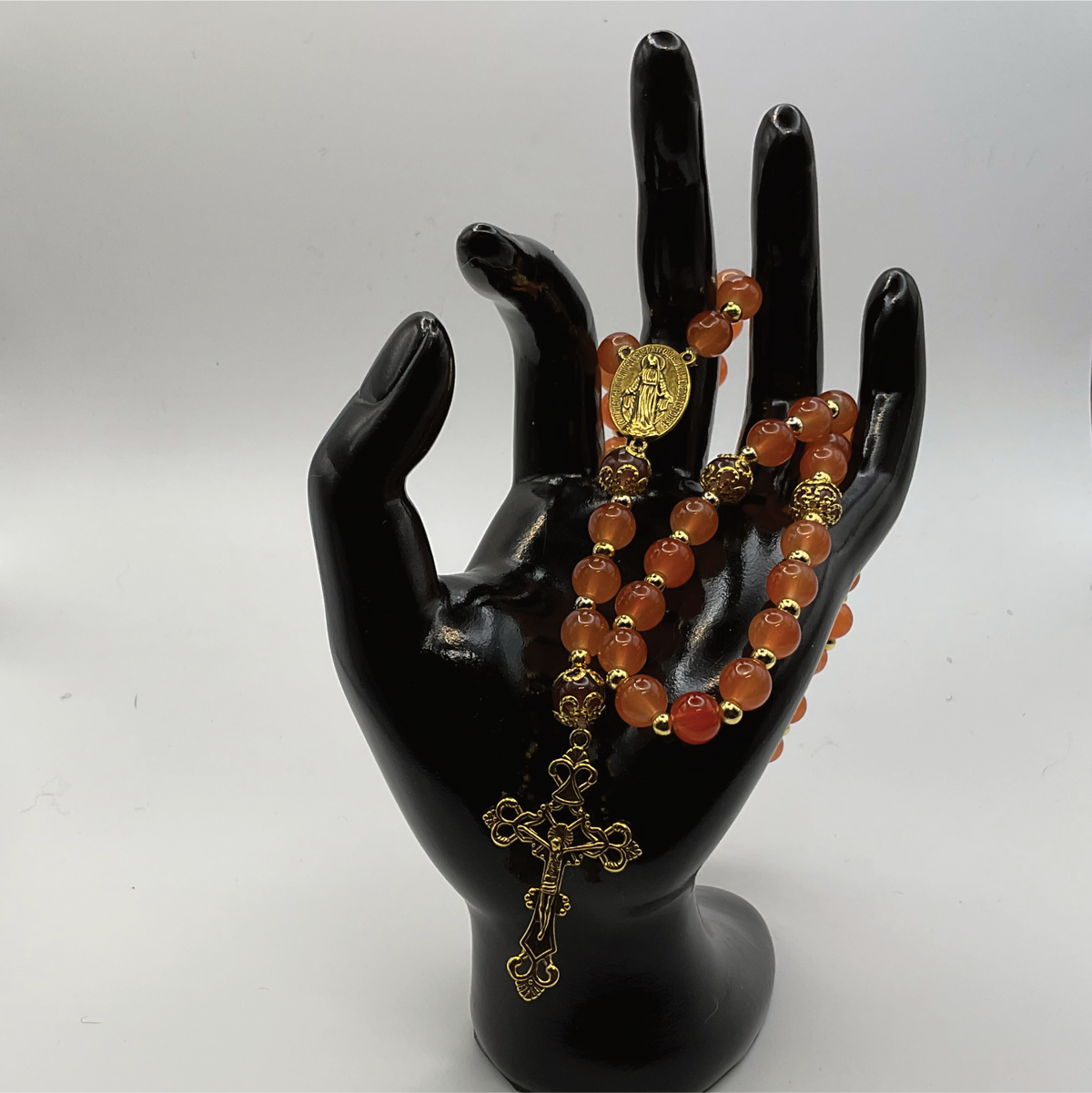Orange Full 5 Decade Gold Rosary
