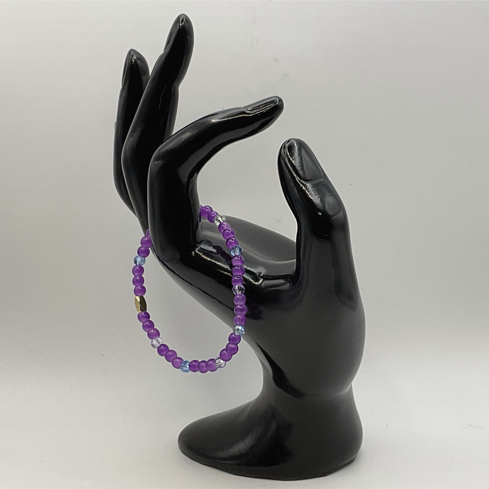 14 cm (5.5") Amethyst Blue Bracelet with Crystal and Gold Spacers