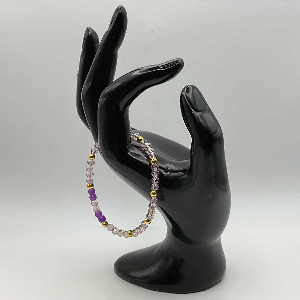 15.5 cm (6.1") Purple Pink Bracelet with Gold Spacers