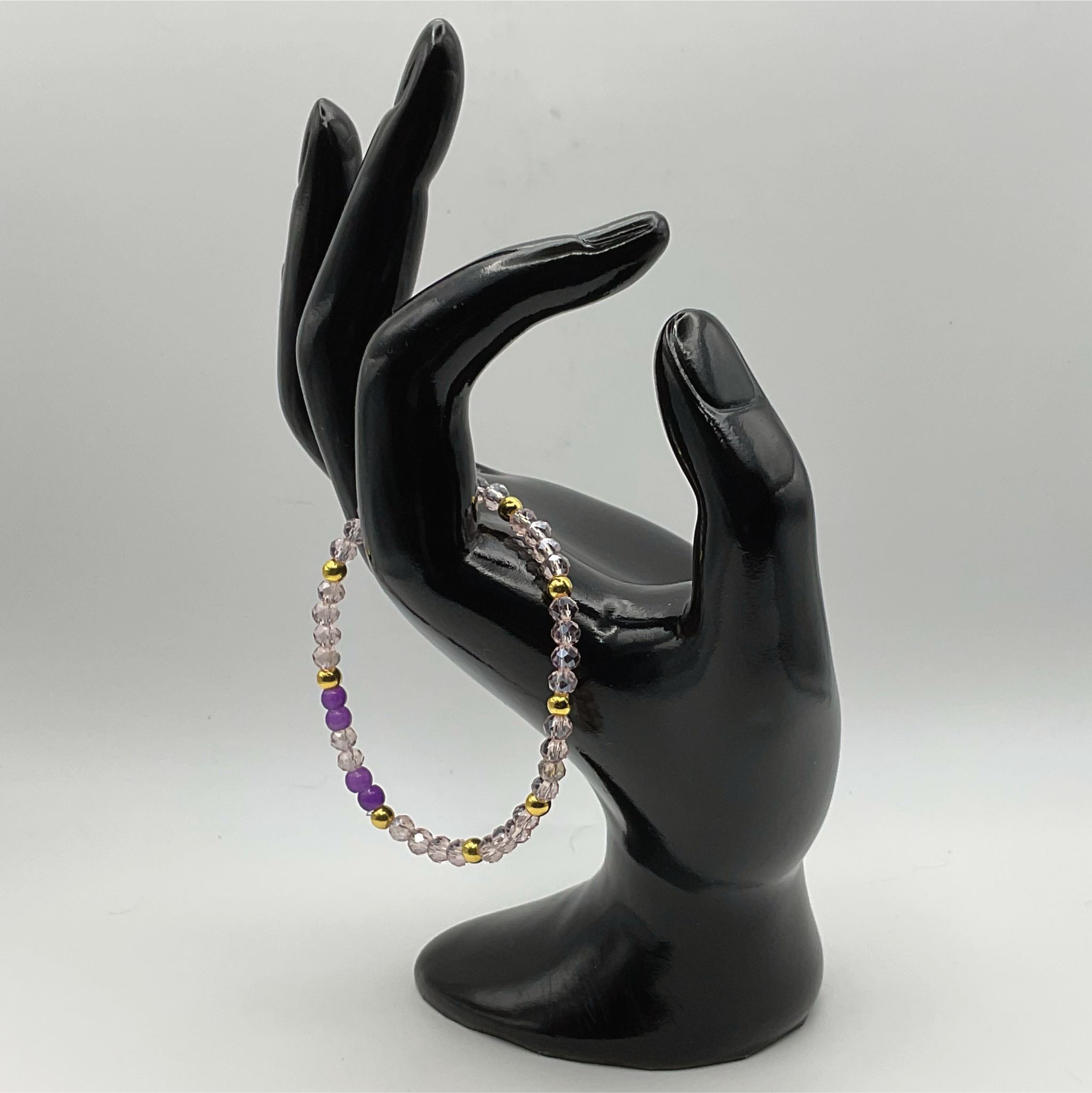 15.5 cm (6.1") Purple Pink Bracelet with Gold Spacers