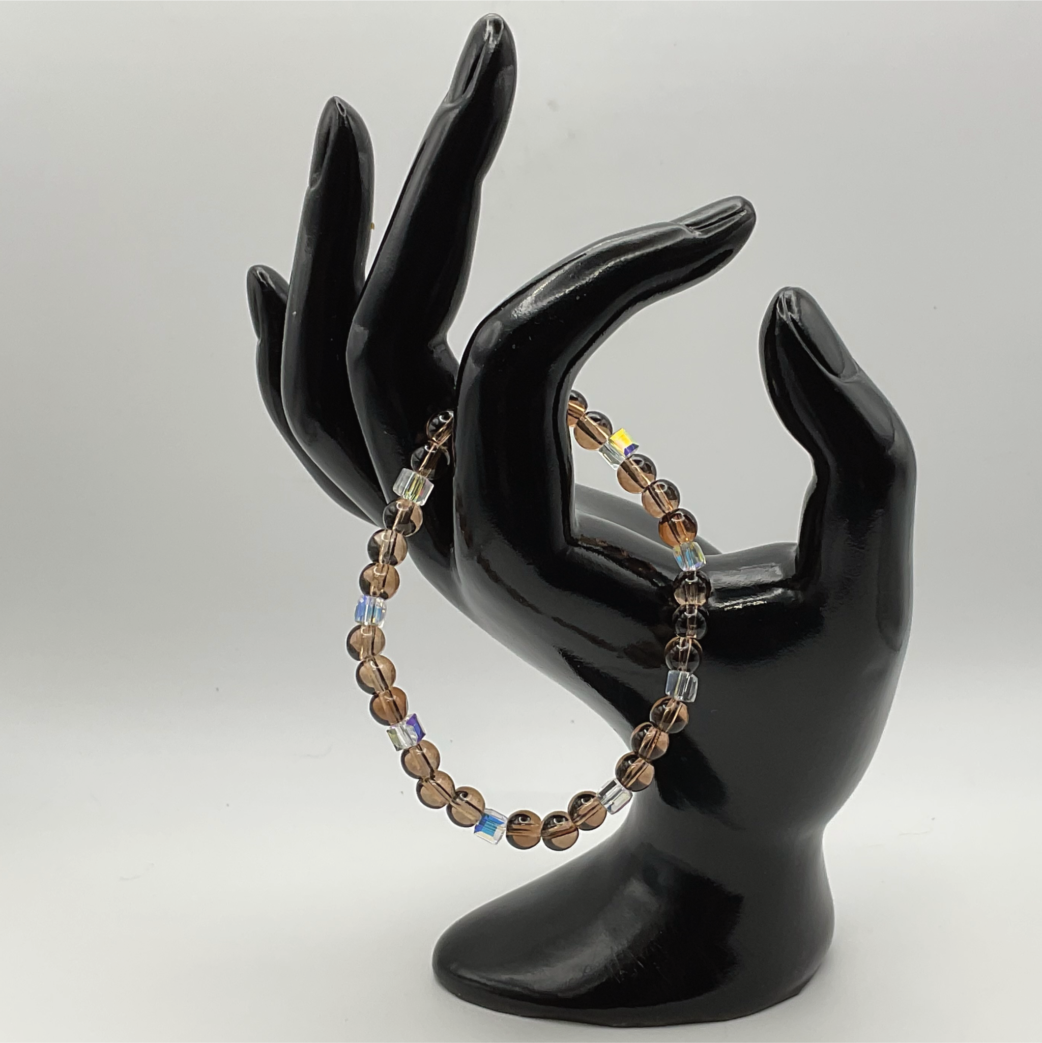 Champagne Glass Bracelet with Square Crystal Spacers