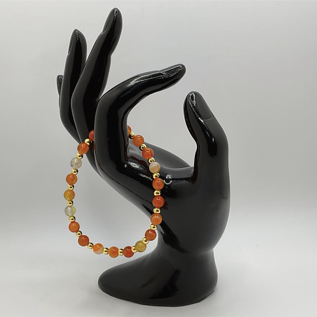 Carnelian Quartz Bracelet with Gold Spacers