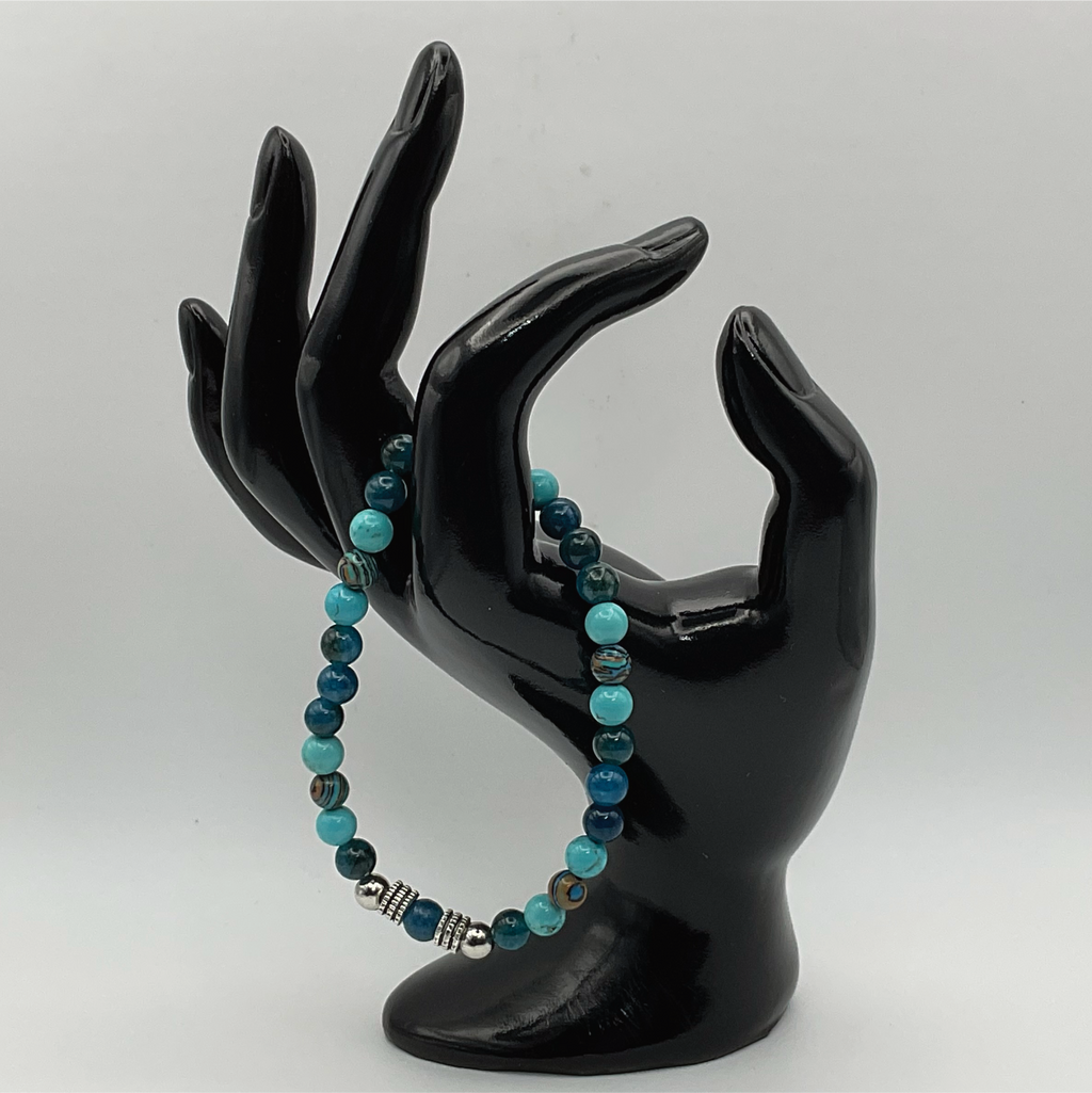 Blue Apatite Bracelet with Silver Spacers