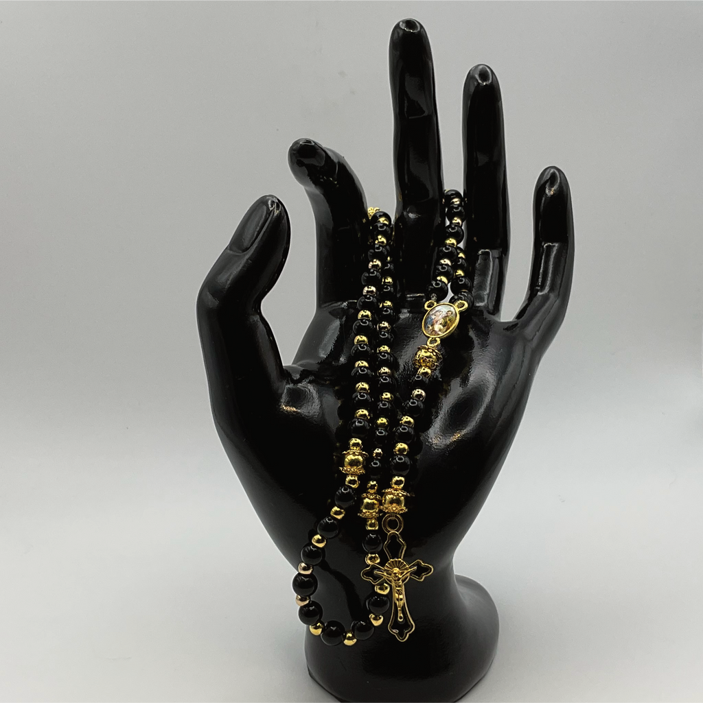 Black Gold Small Full 5 Decade Gold Rosary