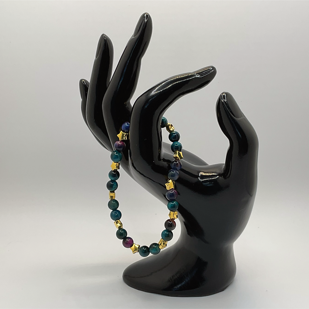 Blue Apatite Bracelet with Gold Star Spacers