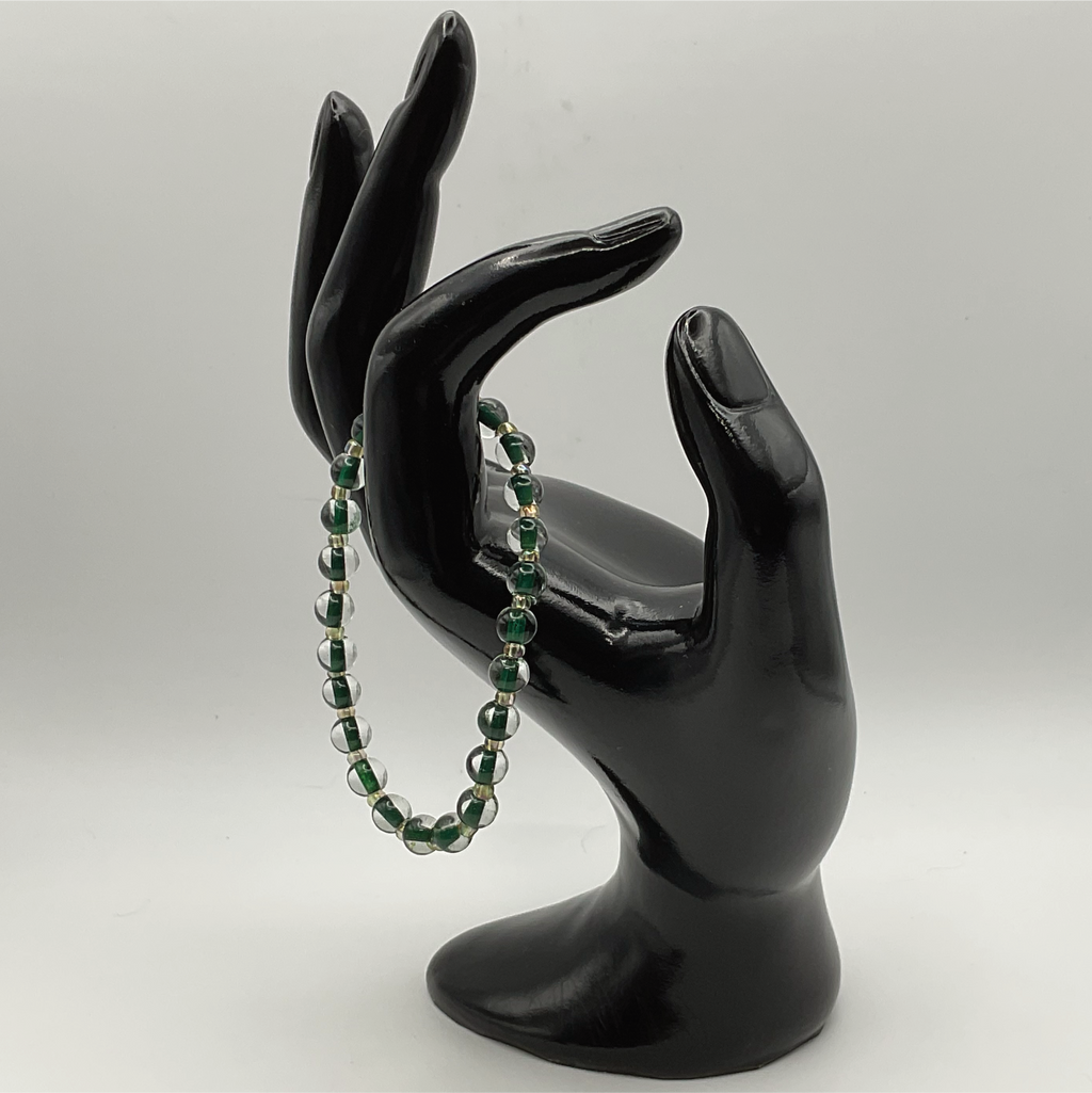 15.5 cm (6.1") Crystal Green Bracelet with Champagne Spacers