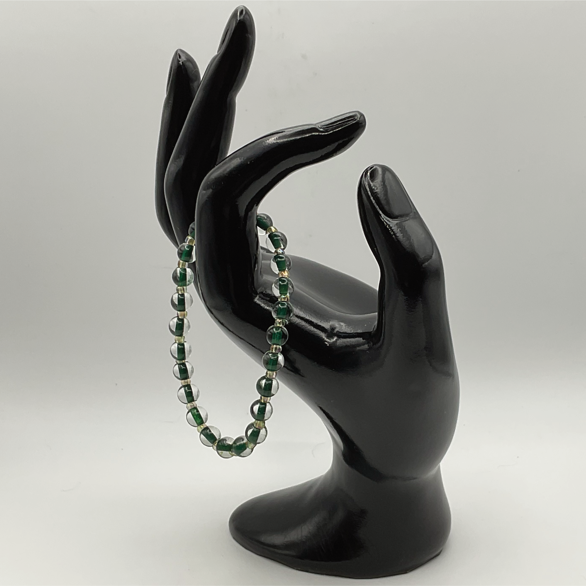 15.5 cm (6.1") Crystal Green Bracelet with Champagne Spacers