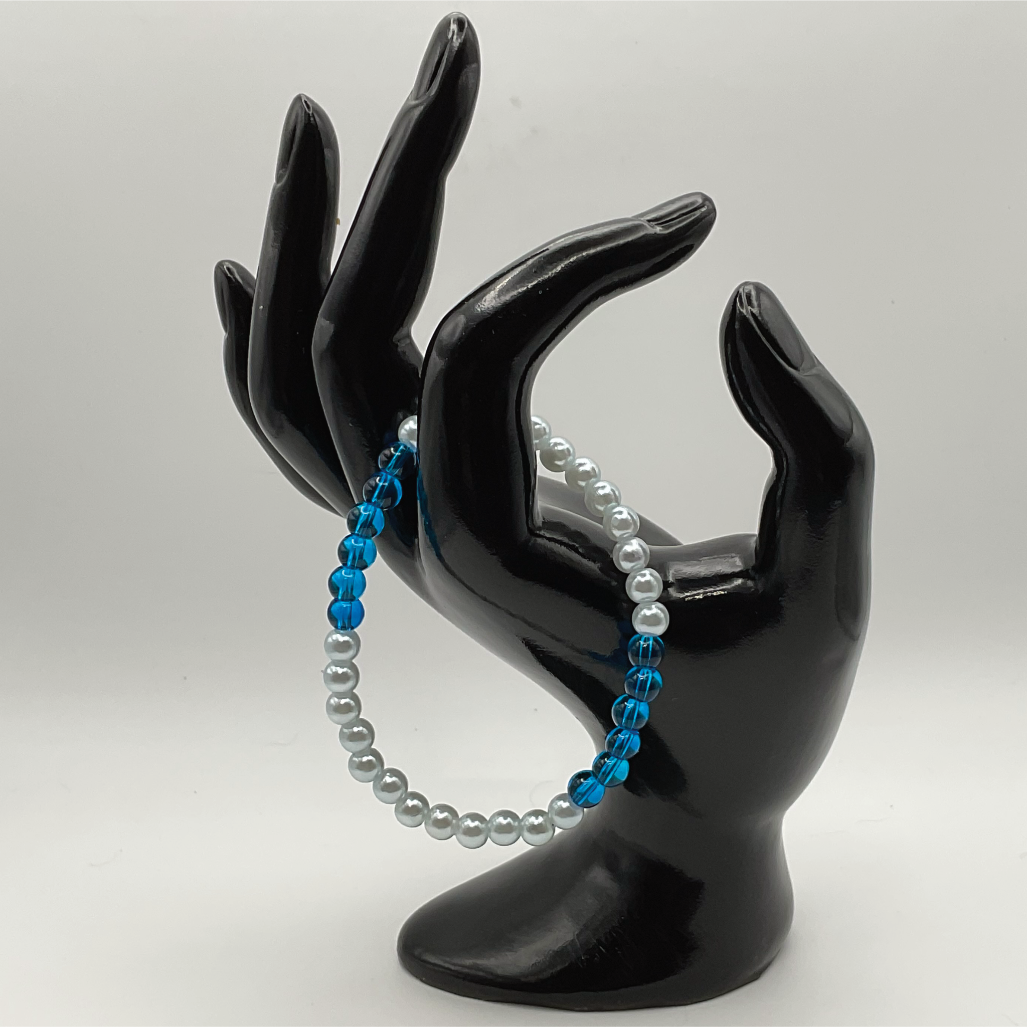 Pearl and Blue Glass Bracelet