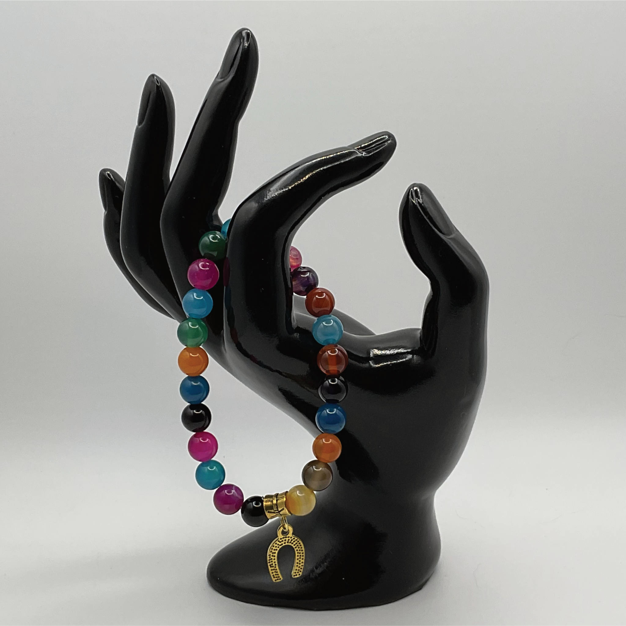 Multicolored Dragon Vein Horseshoe Charm Bracelet