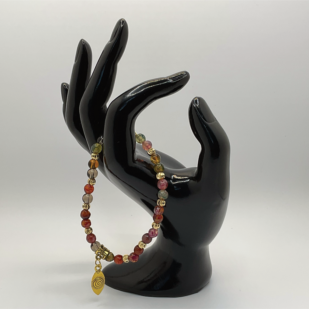Amber Gold Third Eye Charm Bracelet with Tiny Gold Spacers