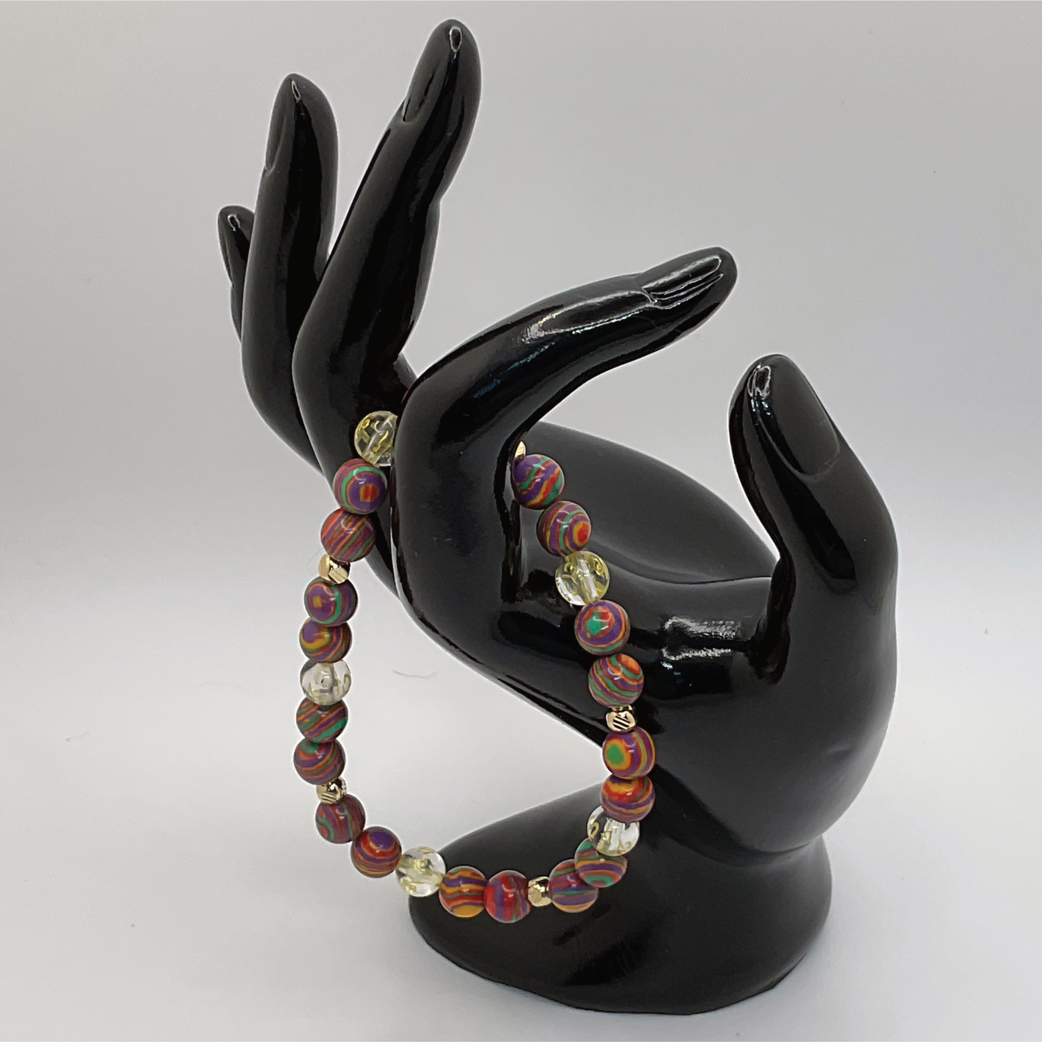 Calisilica Rainbow Clear Pixiu Bracelet with Gold Spacers