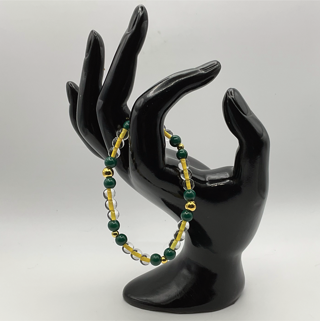 Yellow Green Glass Bracelet with Gold Spacers