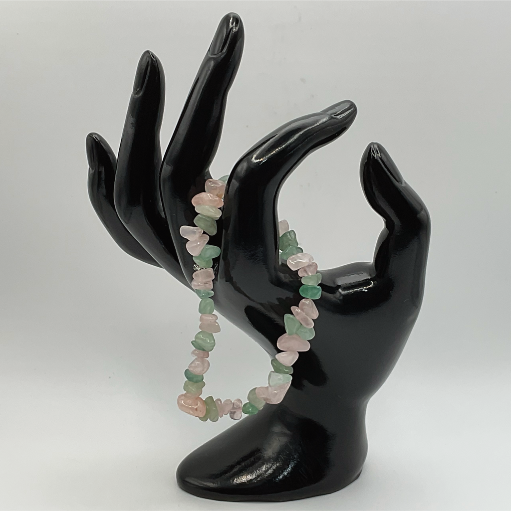 Chipped Rose Quartz Green Chalcedony Bracelet